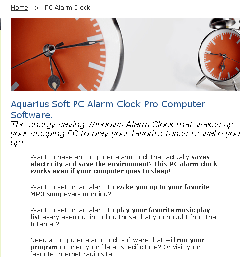 aquarius soft pc alarm clock pro