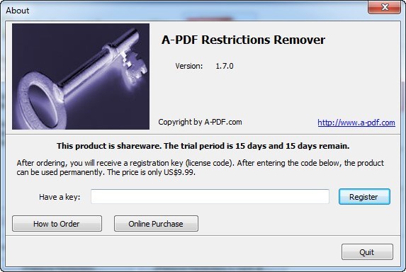 a pdf restrictions remover key