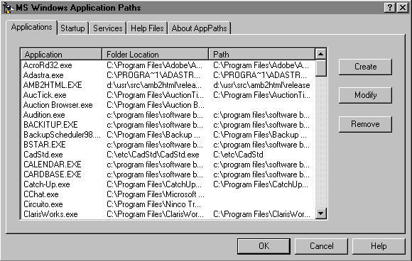 App paths. Path app. Win2000 application parameters.