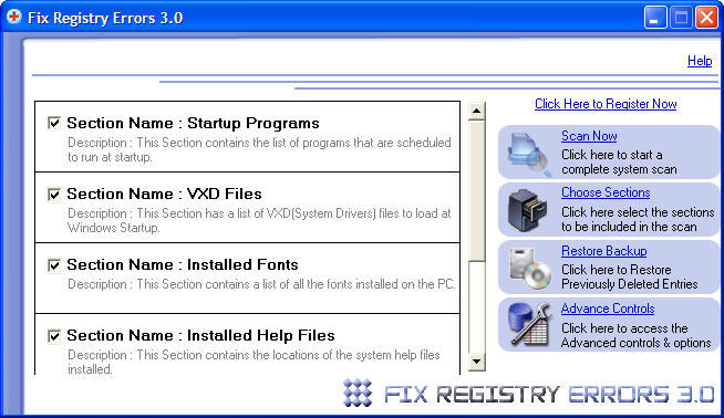 scan and fix registry errors windows 10