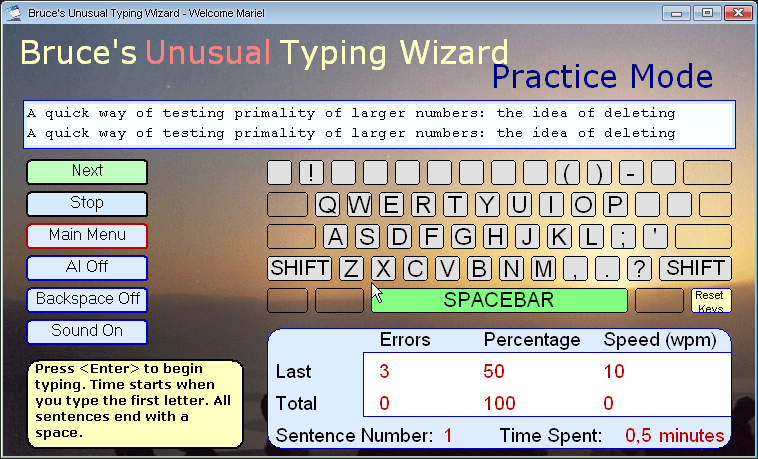 Typing Lessons. Time typing. English typing for Beginner. Tools for the Wizard Lesson.