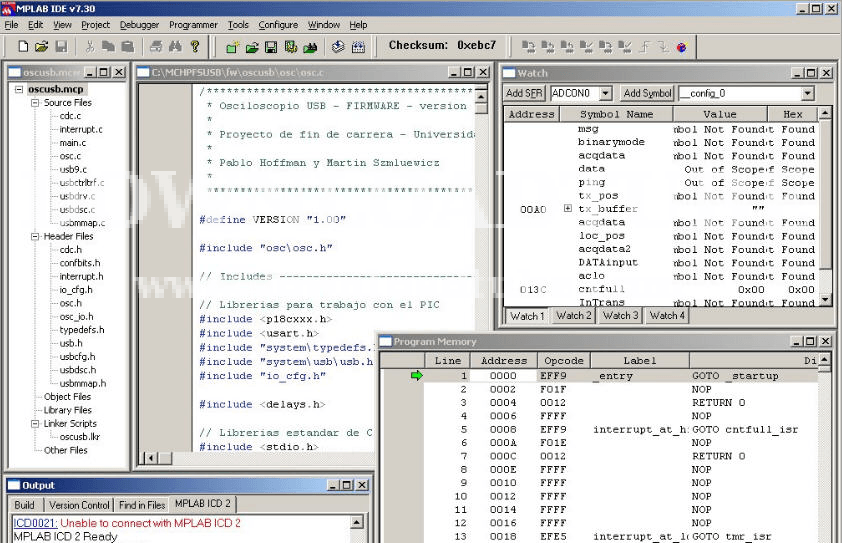 Mplab x ide отладка программы