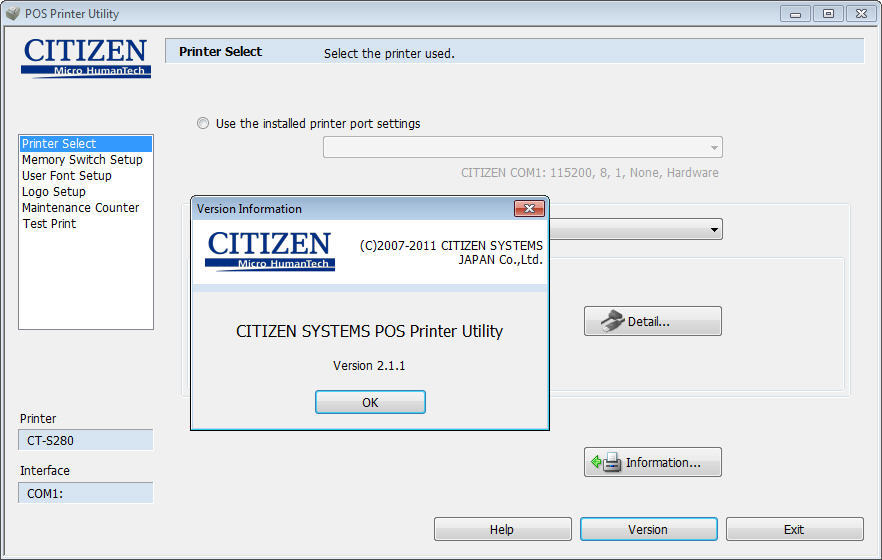 citizen printer software download