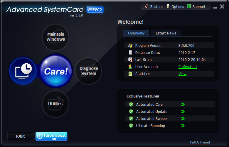 what all utilities come with iobit advanced systemcare pro