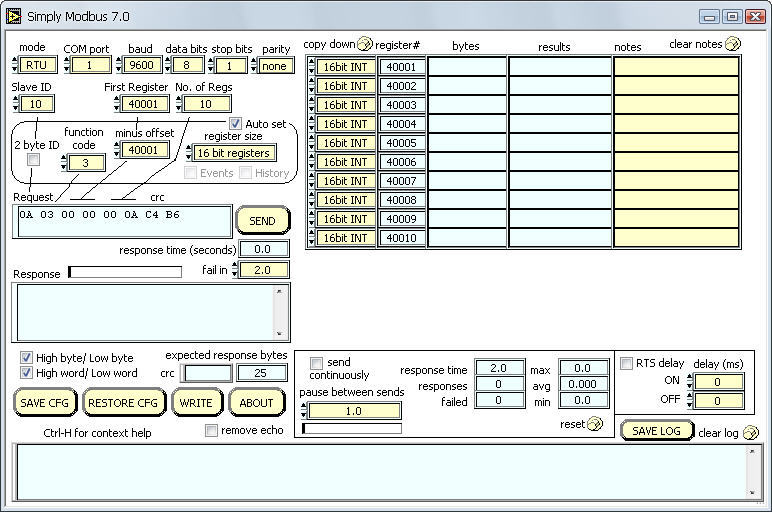 Карта регистров modbus