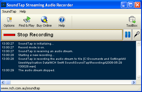 soundtap streaming audio recorder not working