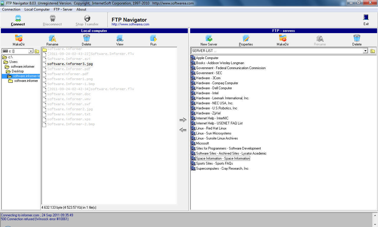 filezilla ftp client windows xp