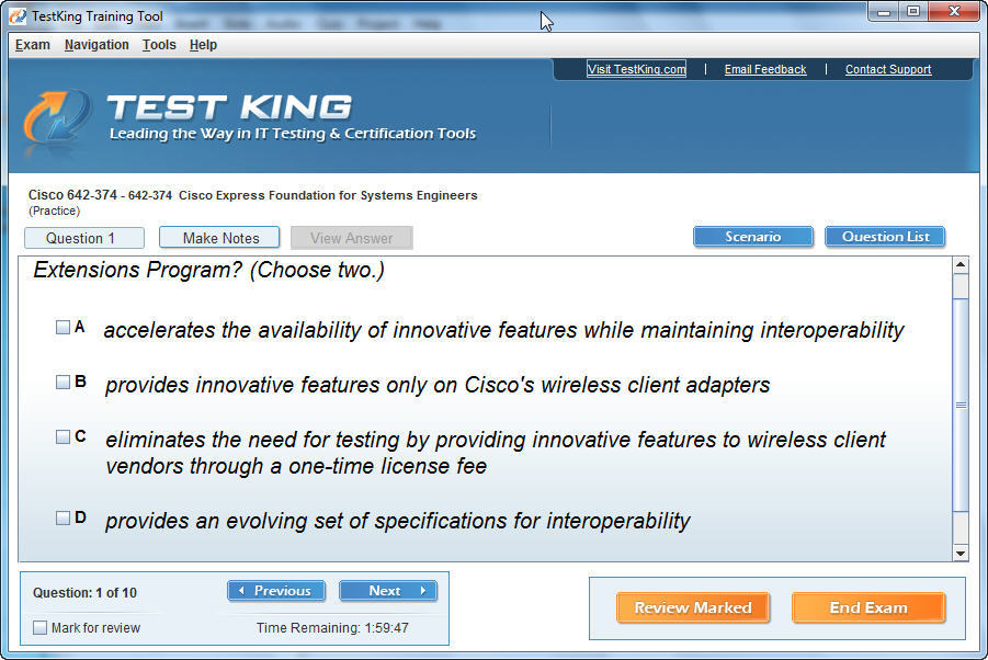 TestKing Q and A Cisco 642374 latest version Get best Windows software