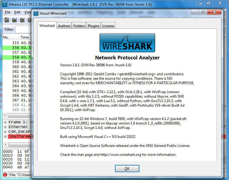 wireshark windows 7