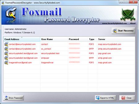 foxmail see account password