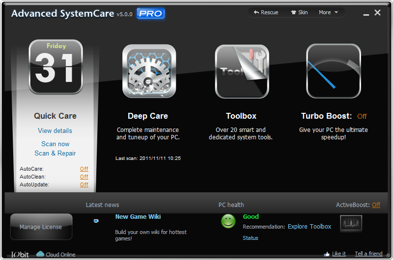 what all utilities come with iobit advanced systemcare pro