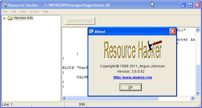 resource hacker only shows version and manifest