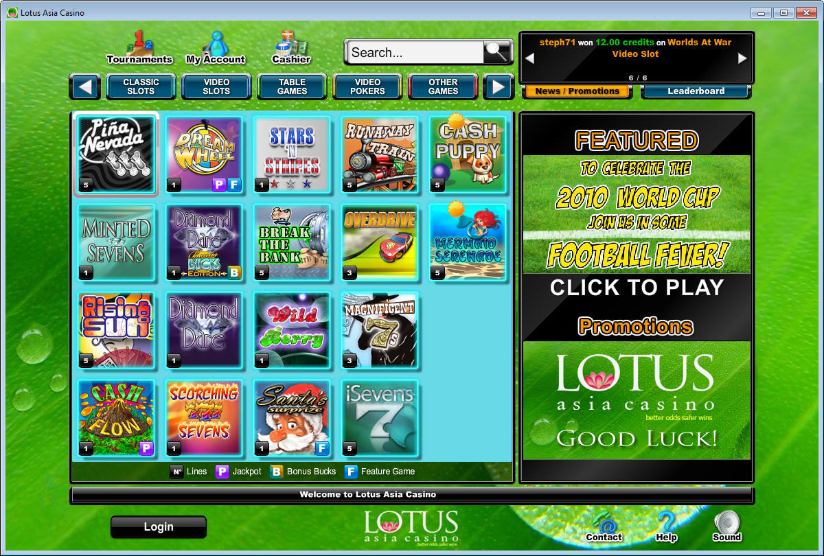 lotus asia casino welcome bonus codes