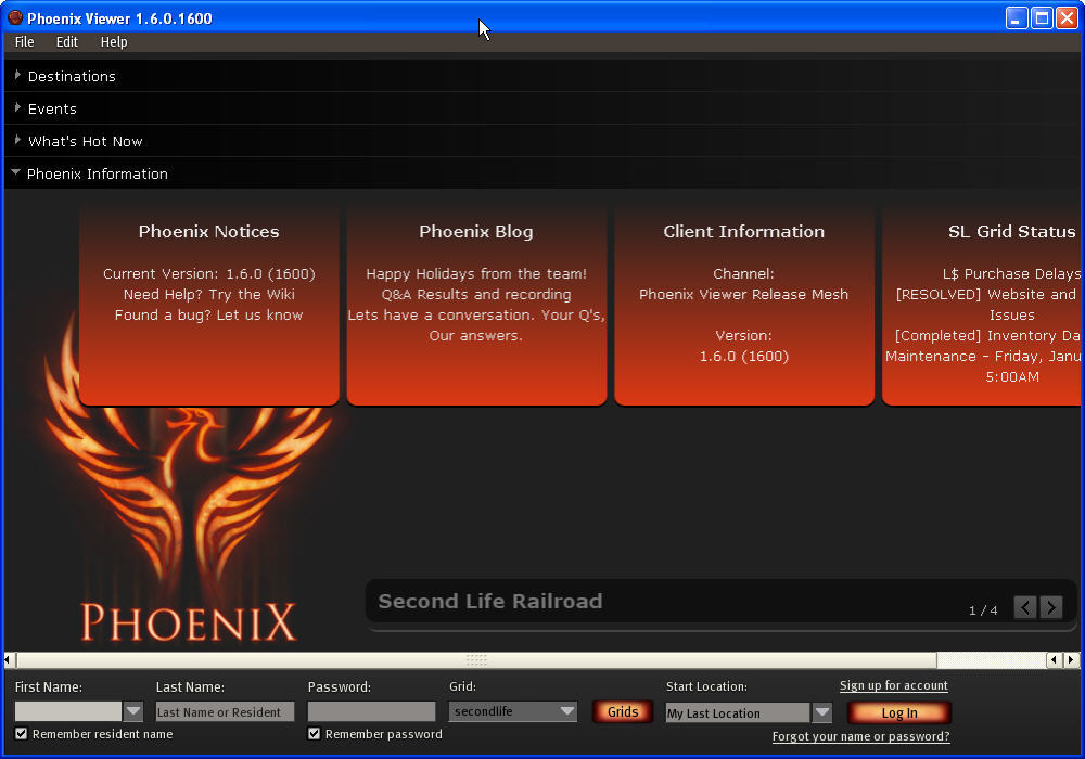 login to os grid with phoenix viewer