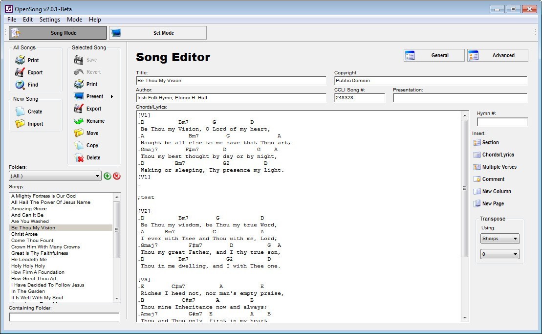 import tab to opensong