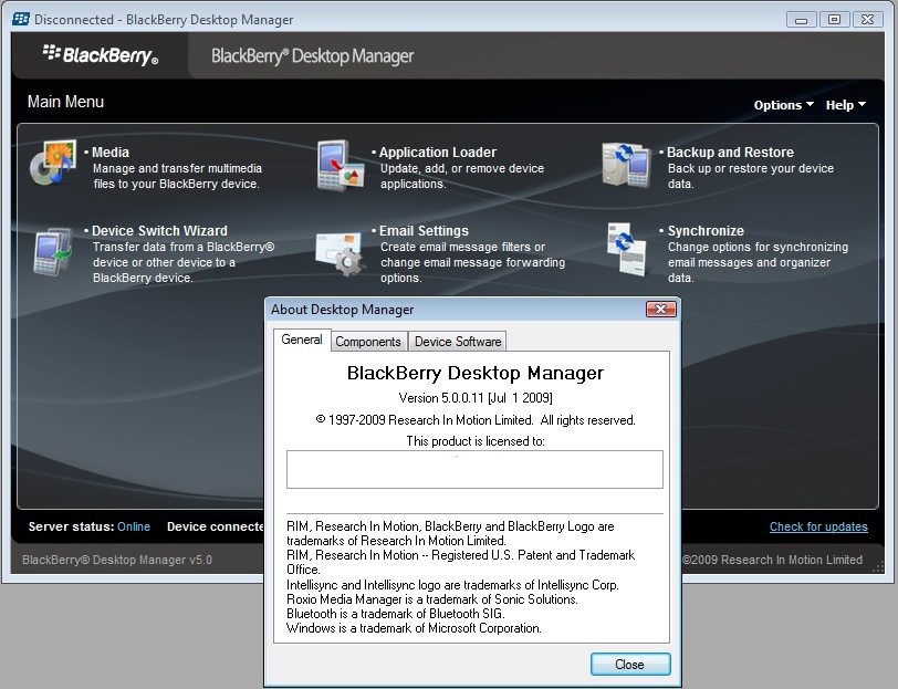 blackberry desktop manager