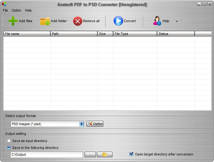 Aostsoft PDF to PSD Converter download for free - GetWinPCSoft