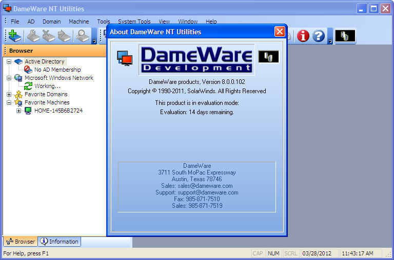 dameware mrc enter network password