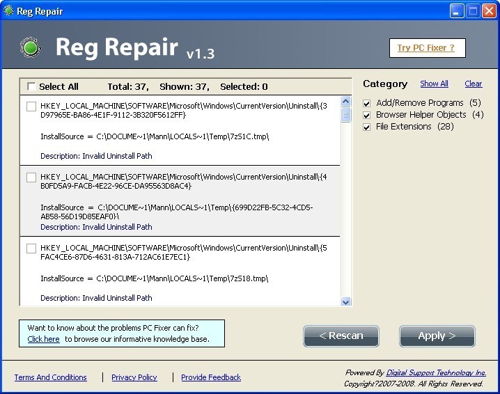 free window registry repair regpair.exe