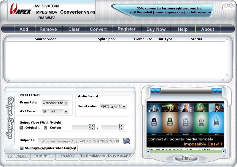 Mov to divx converter software