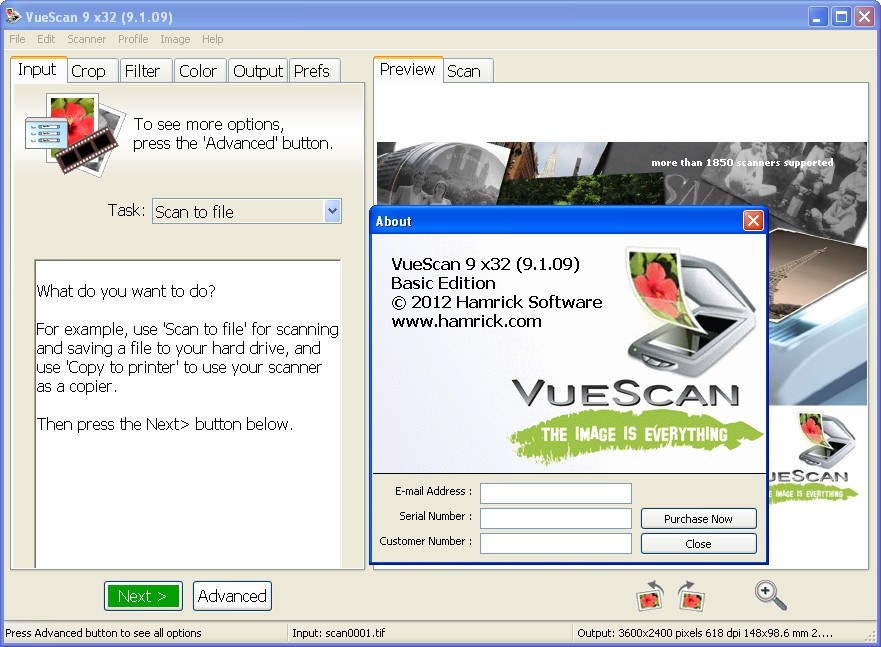 download the new for windows VueScan + x64 9.8.12