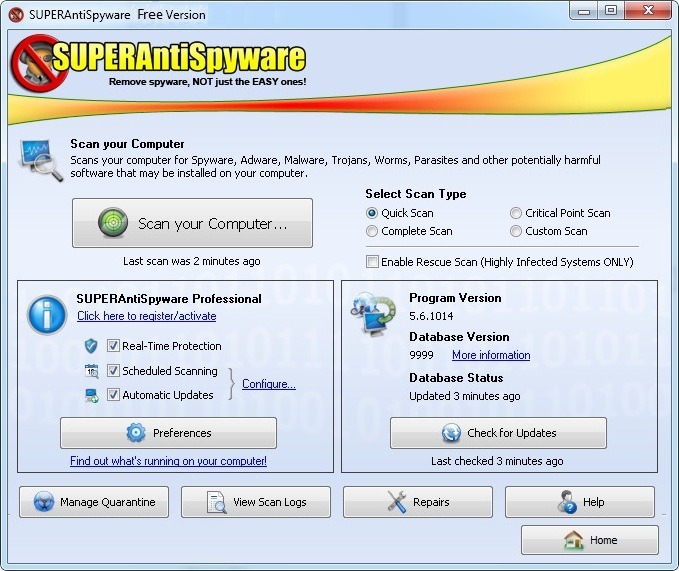 download superantispyware database definitions updates