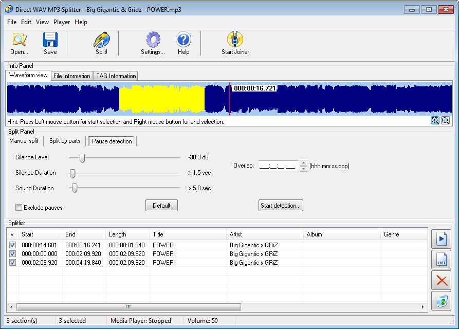 Direct WAV MP3 Splitter - Screenshot #4.