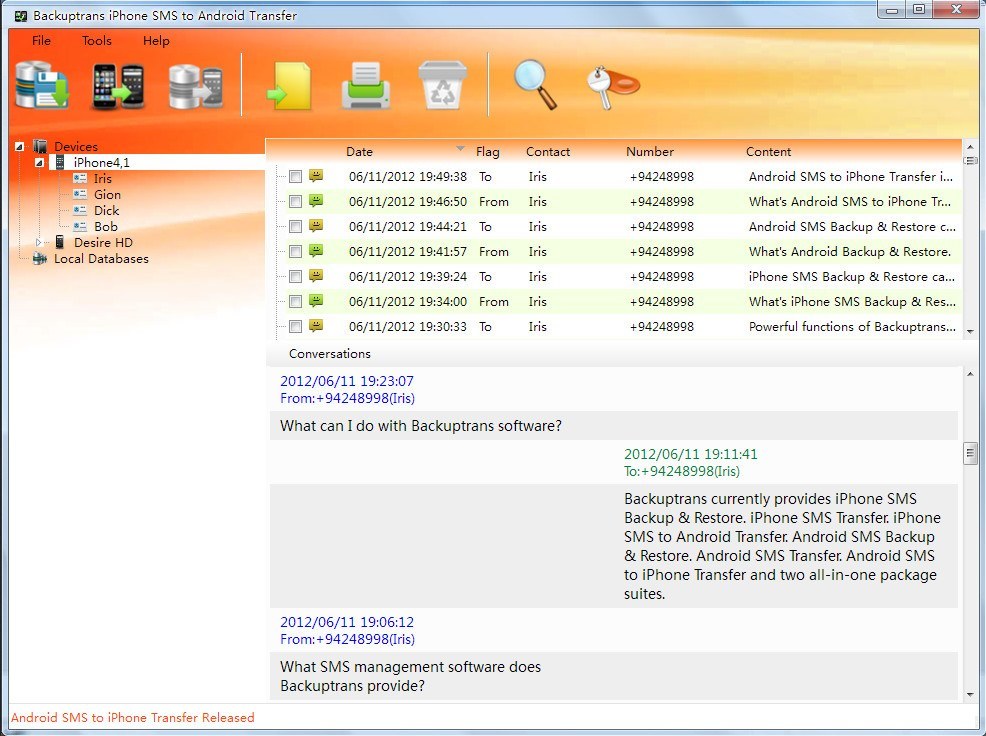 backuptrans android sms to iphone transfer full version