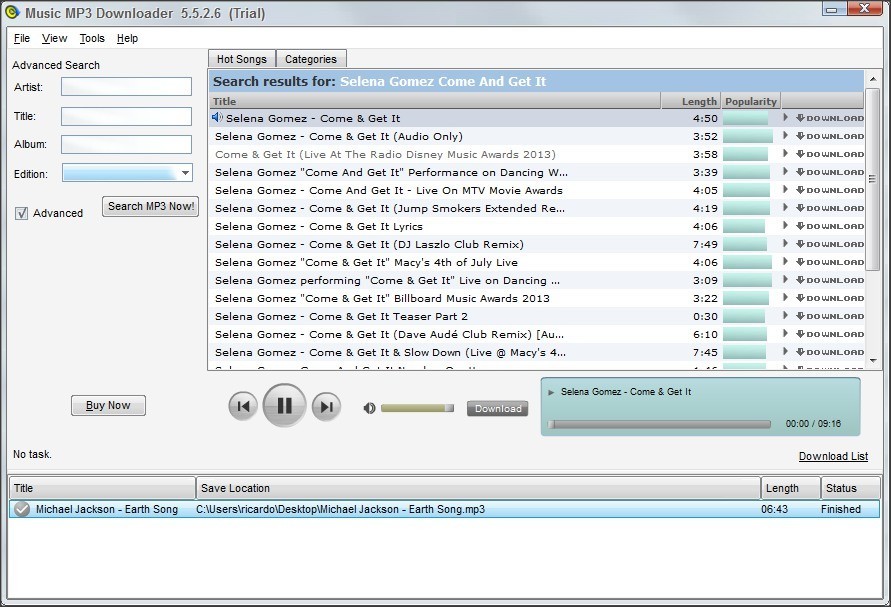 music downloader on computer