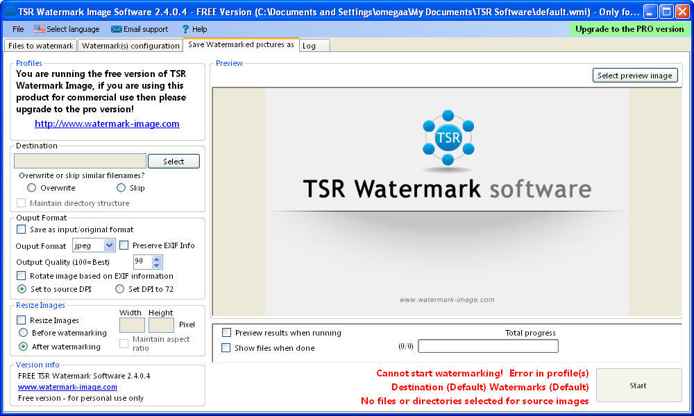 tsr watermark free