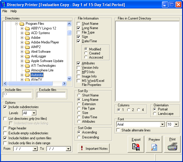 directory content printer
