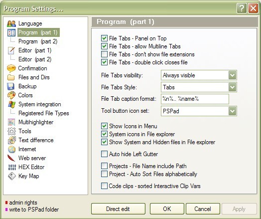 pspad compiler settings
