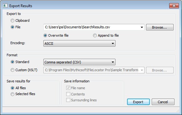 how to make filelocator pro create an index