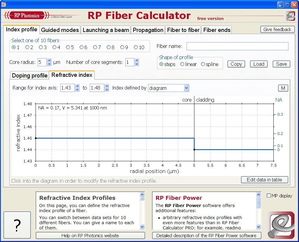 RP Fiber Calculator download for free - GetWinPCSoft