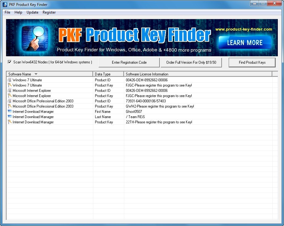 password and key finder free download