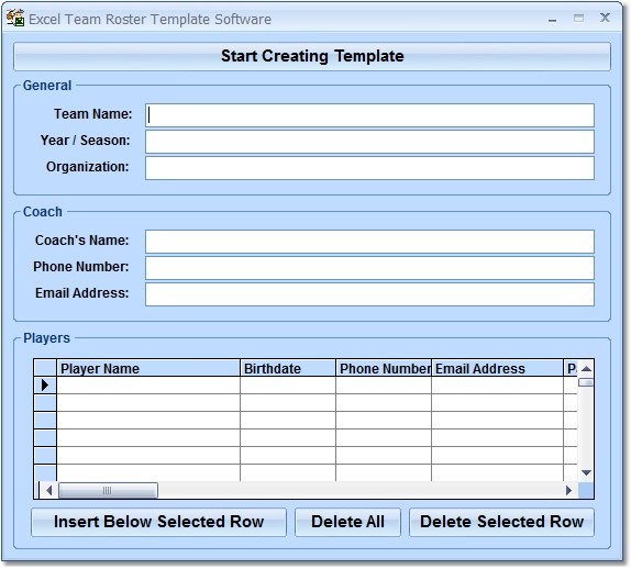 Excel Team Roster Software download for free - GetWinPCSoft