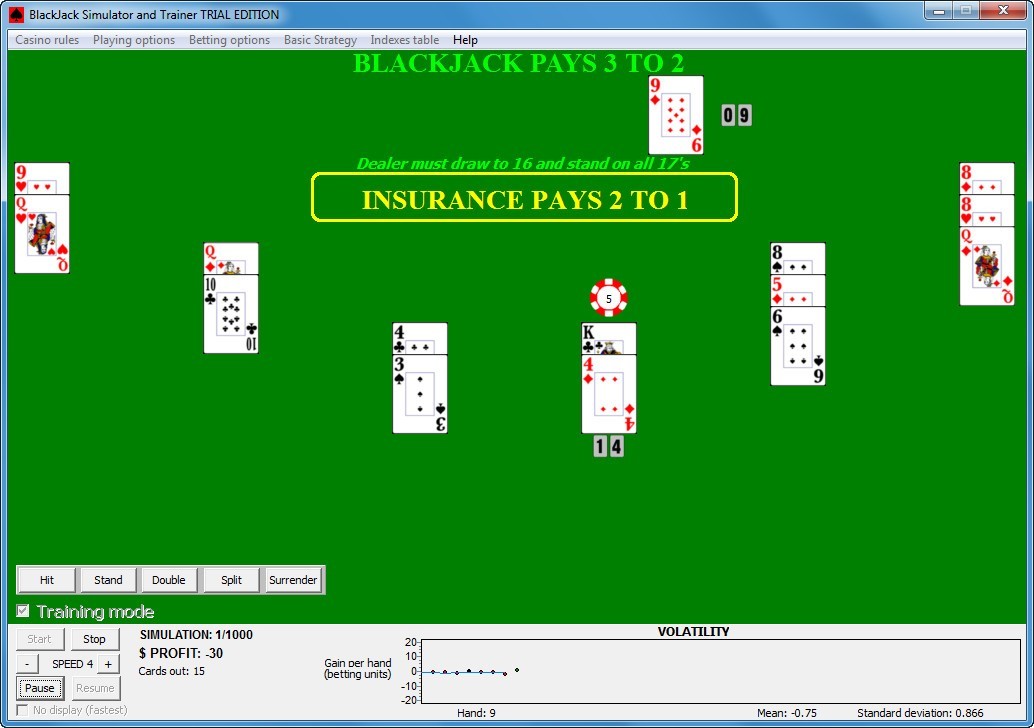 blackjack simulator spreadsheet