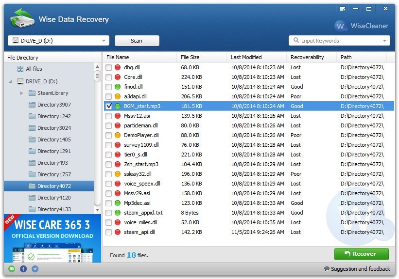 Wise Data Recovery 6.1.4.496 download the new version for windows