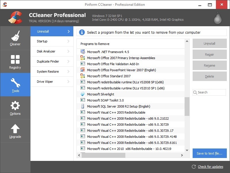 ccleaner professional free download for windows xp
