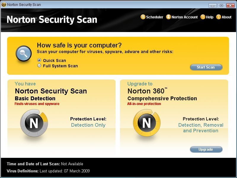 portable norton security scan and clean