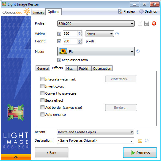 light size image resizer