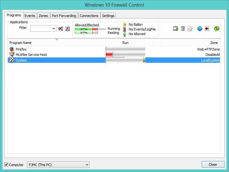 configure windows 10 firewall control