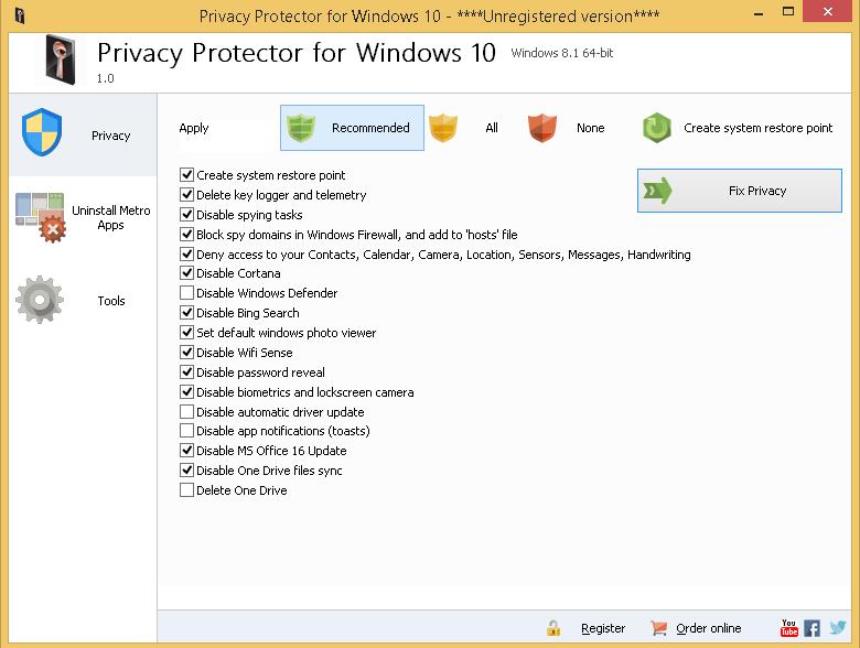 privacy protector for windows 10