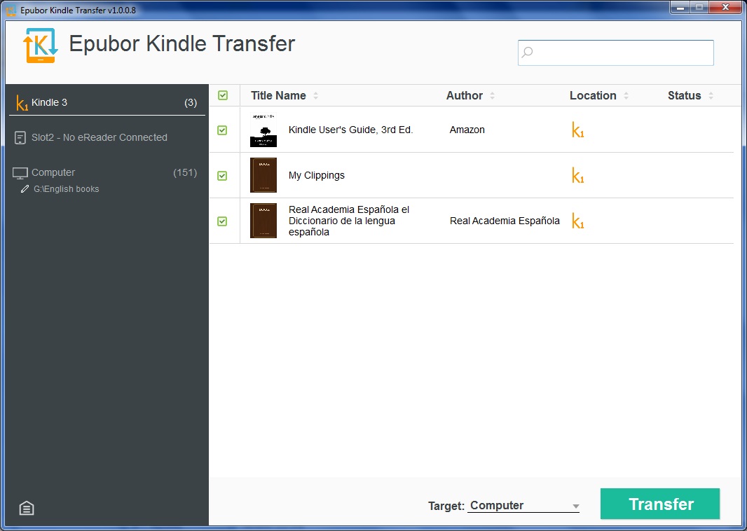 kindle transfer with usb
