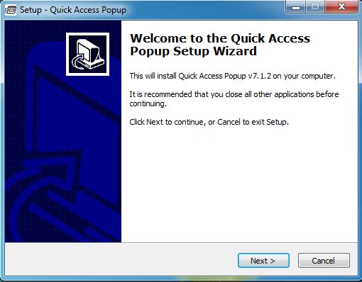 quick access popup is used to popup a