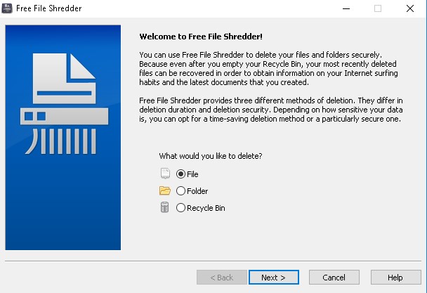 does windows 10 have a file shredder