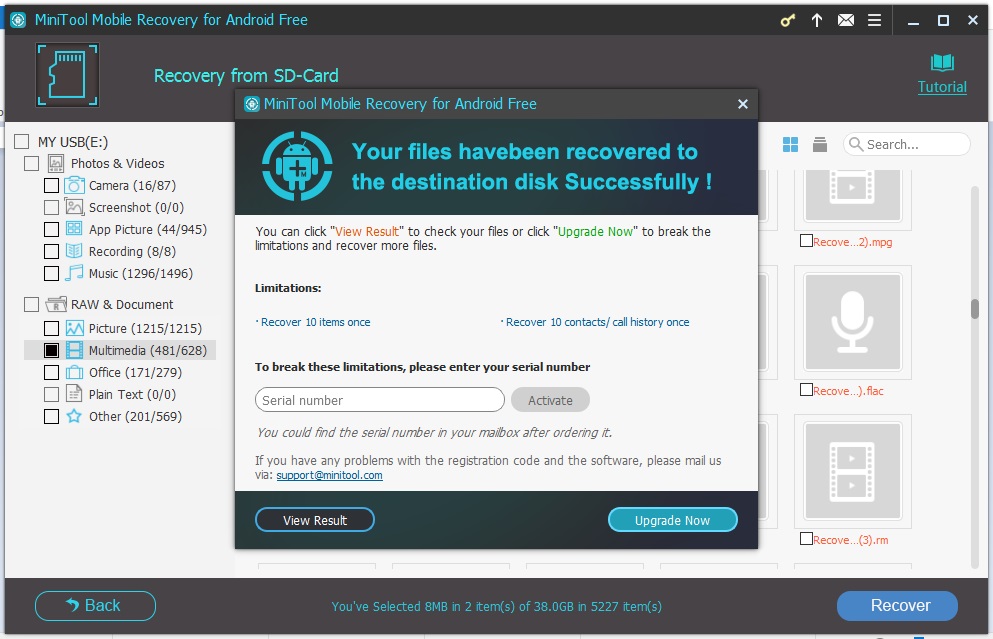 minitool mobile recovery f