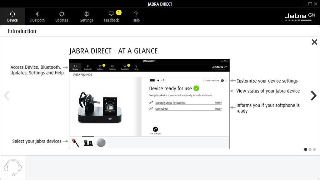 jabra direct not showing device settings