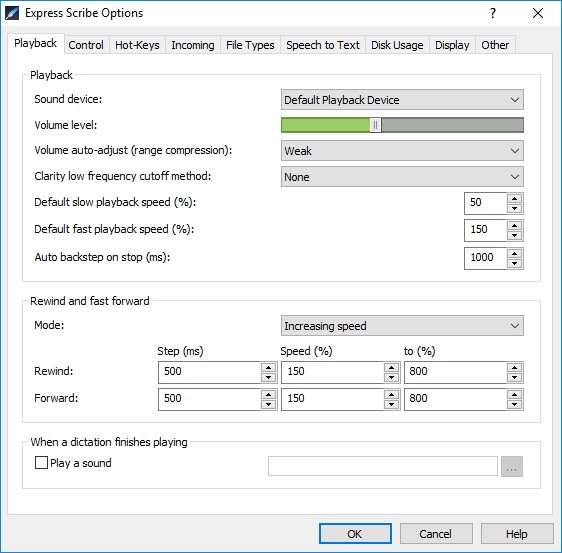 noise reduction on express scribe