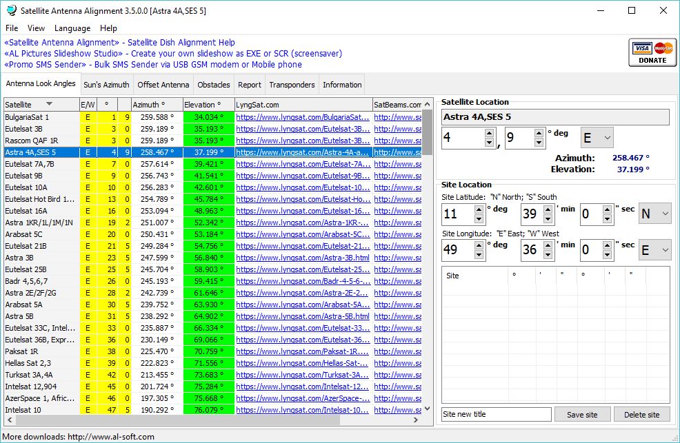 Satellite antenna alignment